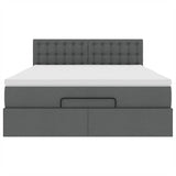 Ottoman Bed with Mattress Dark Grey Double Fabric - Close-Up Angle