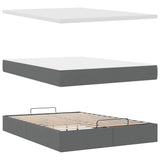 Ottoman Bed with Mattress Dark Grey Double Fabric - Low Angle