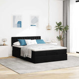Ottoman Bed with Mattress Black Double Fabric - Side View