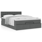 Ottoman Bed with Mattress Dark Grey Queen Fabric - Top-Down View