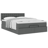 Ottoman Bed with Mattress Dark Grey Queen Fabric