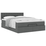 Ottoman Bed with Mattress Dark Grey Queen Fabric - 45-Degree Angle