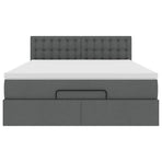 Ottoman Bed with Mattress Dark Grey Queen Fabric