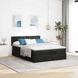 Ottoman Bed with Mattress Black Queen Fabric - Side View