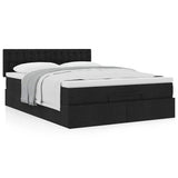 Ottoman Bed with Mattress Black Queen Fabric - Top-Down View