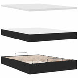 Ottoman Bed with Mattress Black Queen Fabric - Low Angle