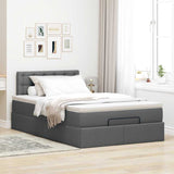 Ottoman Bed with Mattress Dark Grey King Single Fabric - Side View