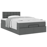 Ottoman Bed with Mattress Dark Grey King Single Fabric - 45-Degree Angle