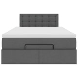 Ottoman Bed with Mattress Dark Grey King Single Fabric