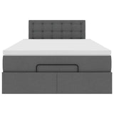 Ottoman Bed with Mattress Dark Grey King Single Fabric - Close-Up Angle