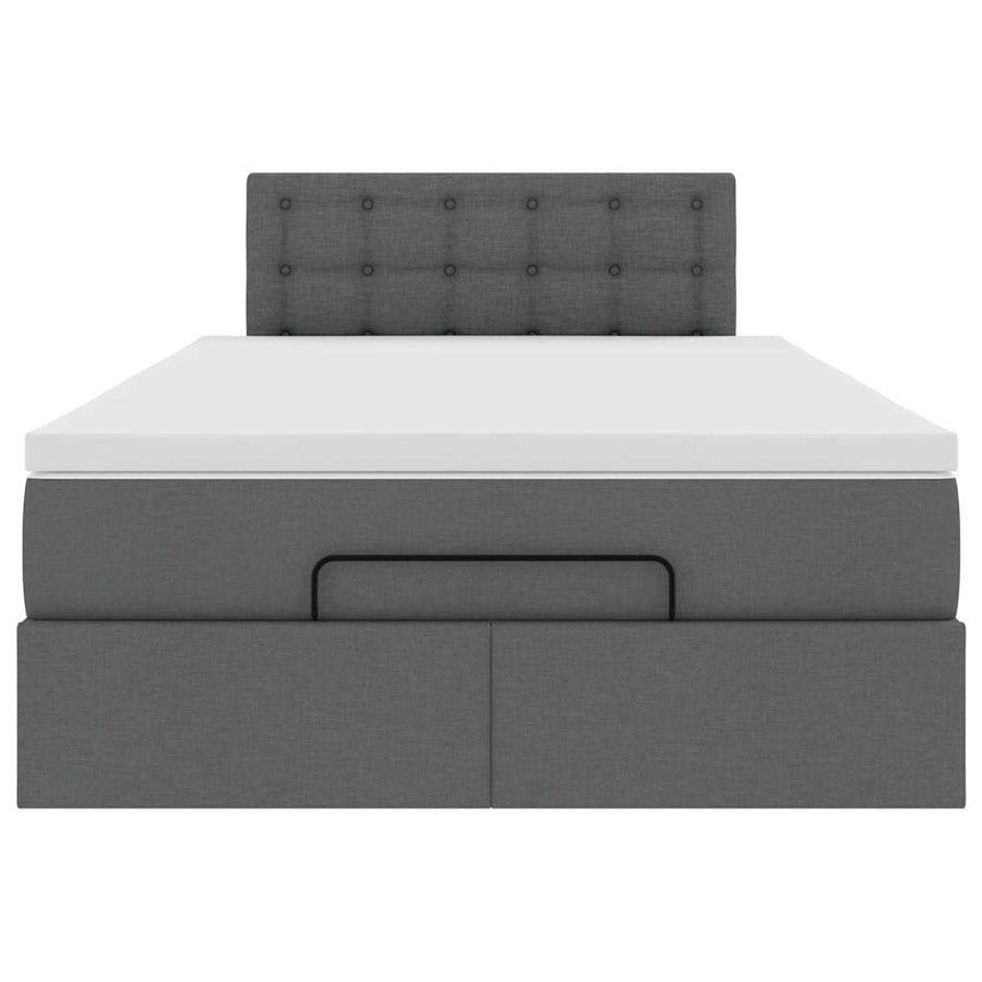 Ottoman Bed with Mattress Dark Grey King Single Fabric