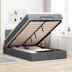 Ottoman Bed with Mattress Dark Grey King Single Fabric