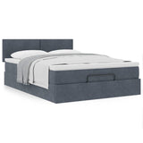 Ottoman Bed with Mattress Dark Grey Double Velvet - Top-Down View