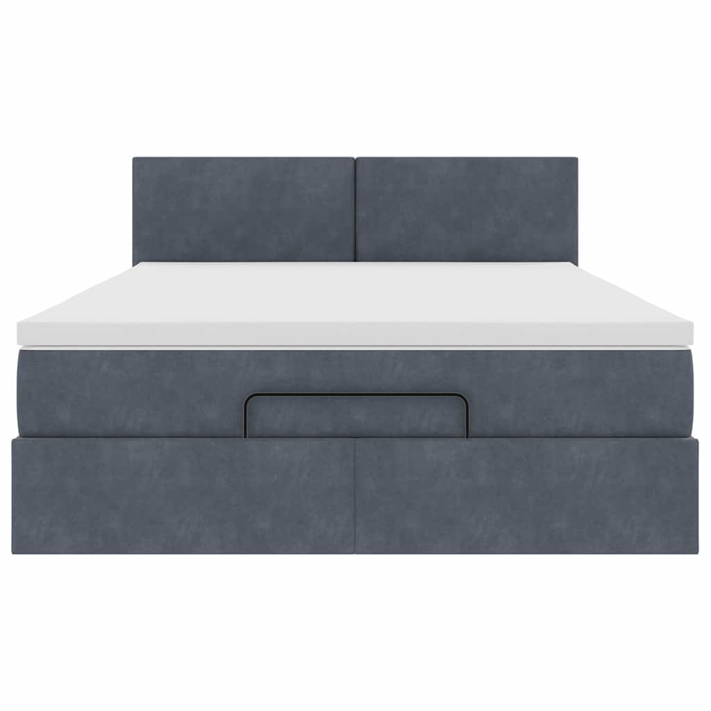 Ottoman Bed with Mattress Dark Grey Double Velvet