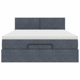 Ottoman Bed with Mattress Dark Grey Double Velvet - Close-Up Angle