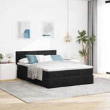 Ottoman Bed with Mattress Black Double Velvet - Side View