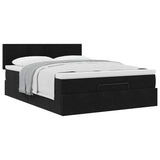 Ottoman Bed with Mattress Black Double Velvet - 45-Degree Angle