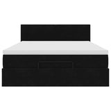 Ottoman Bed with Mattress Black Double Velvet