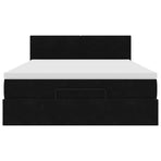 Ottoman Bed with Mattress Black Double Velvet