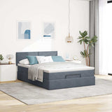 Ottoman Bed with Mattress Dark Grey Queen Velvet - Front View