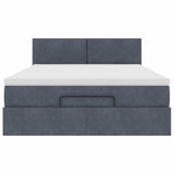 Ottoman Bed with Mattress Dark Grey Queen Velvet
