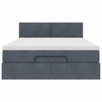 Ottoman Bed with Mattress Dark Grey Queen Velvet