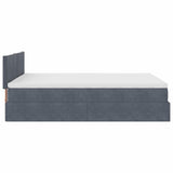 Ottoman Bed with Mattress Dark Grey Queen Velvet - Close-Up Angle