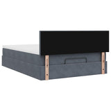 Ottoman Bed with Mattress Dark Grey Queen Velvet - Low Angle