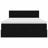 Ottoman Bed with Mattress Black Queen Velvet