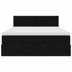 Ottoman Bed with Mattress Black Queen Velvet