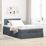 Ottoman Bed with Mattress Dark Grey King Single Velvet - Side View