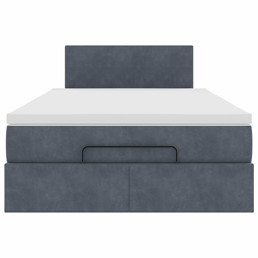 Ottoman Bed with Mattress Dark Grey King Single Velvet