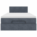 Ottoman Bed with Mattress Dark Grey King Single Velvet