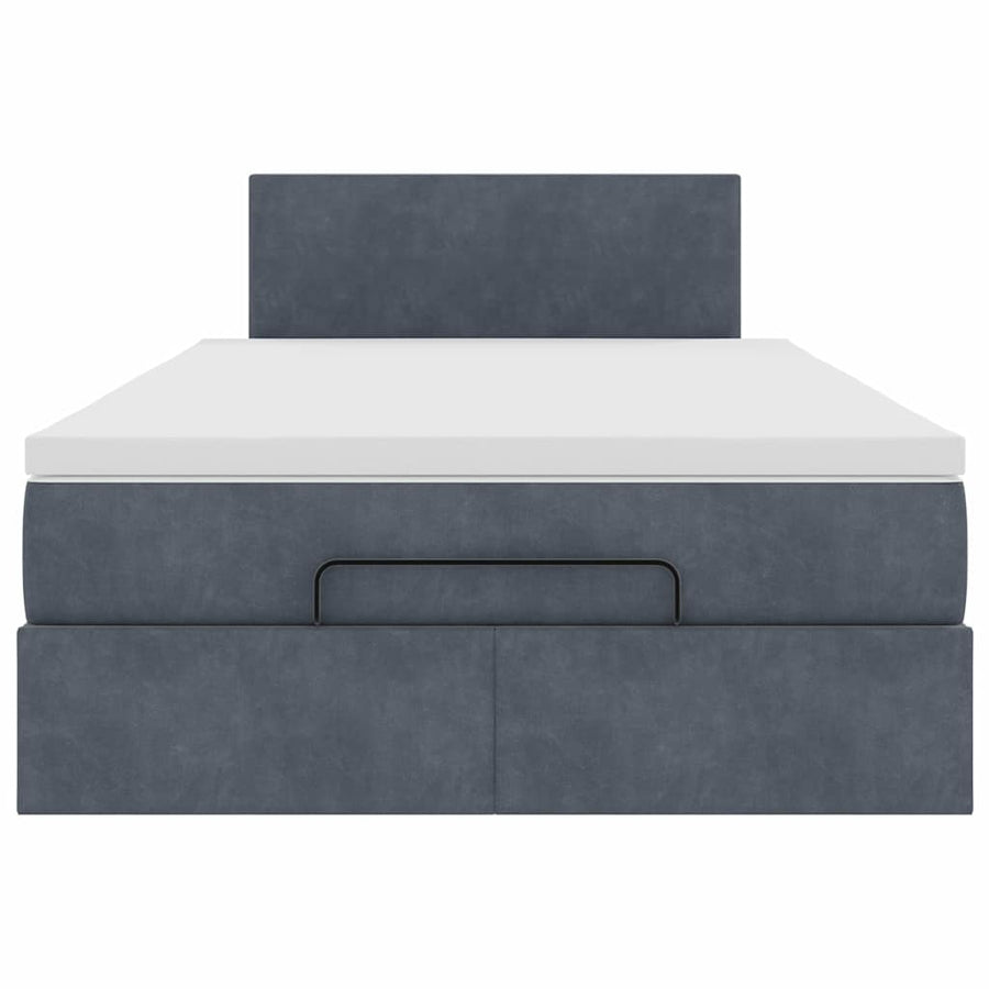 Ottoman Bed with Mattress Dark Grey King Single Velvet