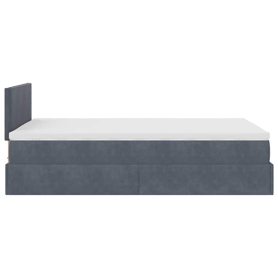 Ottoman Bed with Mattress Dark Grey King Single Velvet