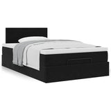 Ottoman Bed with Mattress Black King Single Velvet - Top-Down View