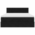 Ottoman Bed with Mattress Black Double Velvet