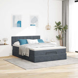 Ottoman Bed with Mattress Dark Grey Queen Velvet - Side View