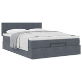 Ottoman Bed with Mattress Dark Grey Queen Velvet - Top-Down View