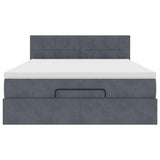 Ottoman Bed with Mattress Dark Grey Queen Velvet