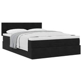 Ottoman Bed with Mattress Black Queen Velvet - Top-Down View
