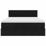 Ottoman Bed with Mattress Black Queen Velvet