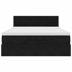 Ottoman Bed with Mattress Black Queen Velvet