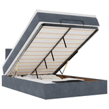 Ottoman Bed with Mattress Dark Grey King Single Velvet - Front View