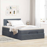 Ottoman Bed with Mattress Dark Grey King Single Velvet