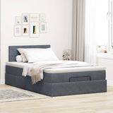 Ottoman Bed with Mattress Dark Grey King Single Velvet - Side View