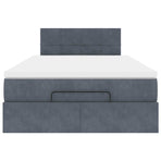 Ottoman Bed with Mattress Dark Grey King Single Velvet