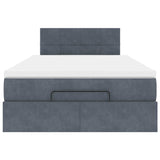 Ottoman Bed with Mattress Dark Grey King Single Velvet - 45-Degree Angle