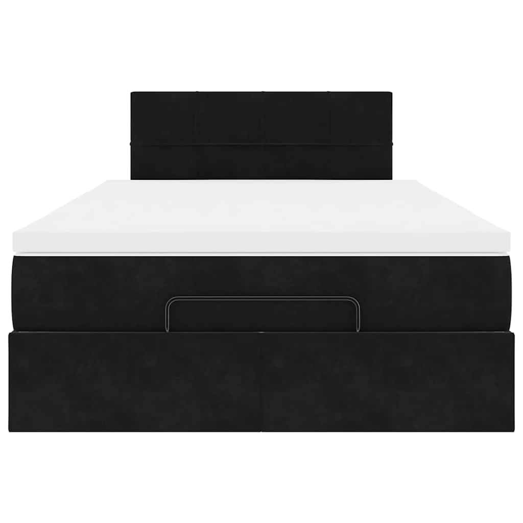 Ottoman Bed with Mattress Black King Single Velvet