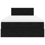 Ottoman Bed with Mattress Black King Single Velvet - 45-Degree Angle